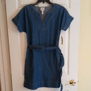 St. John's Bay Denim Mini Dress With Belt Womens Small